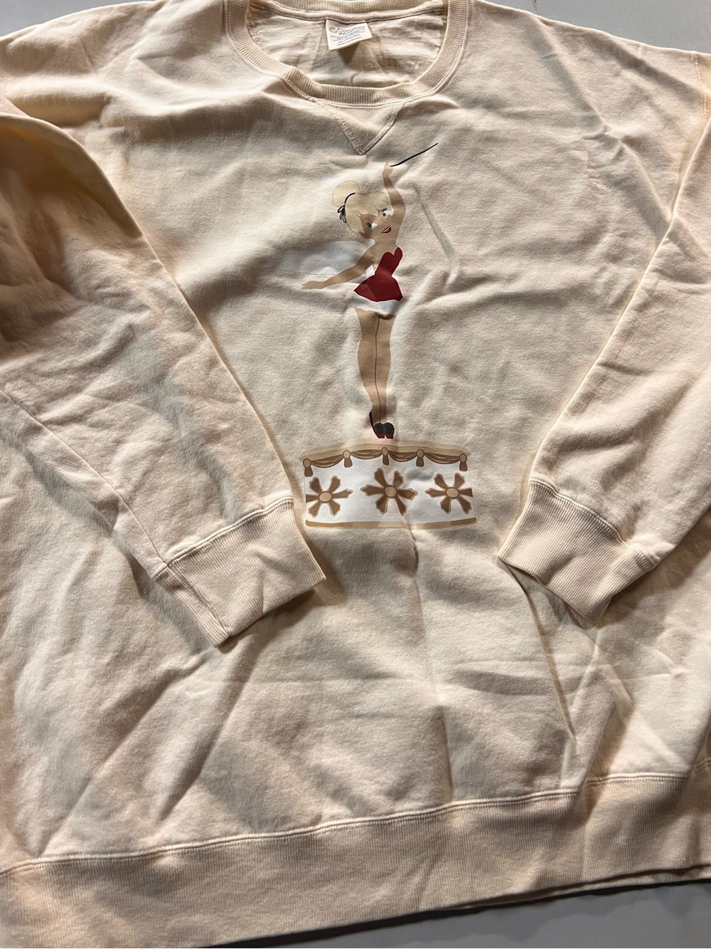 Cream Crewneck Sweater with tinker bell